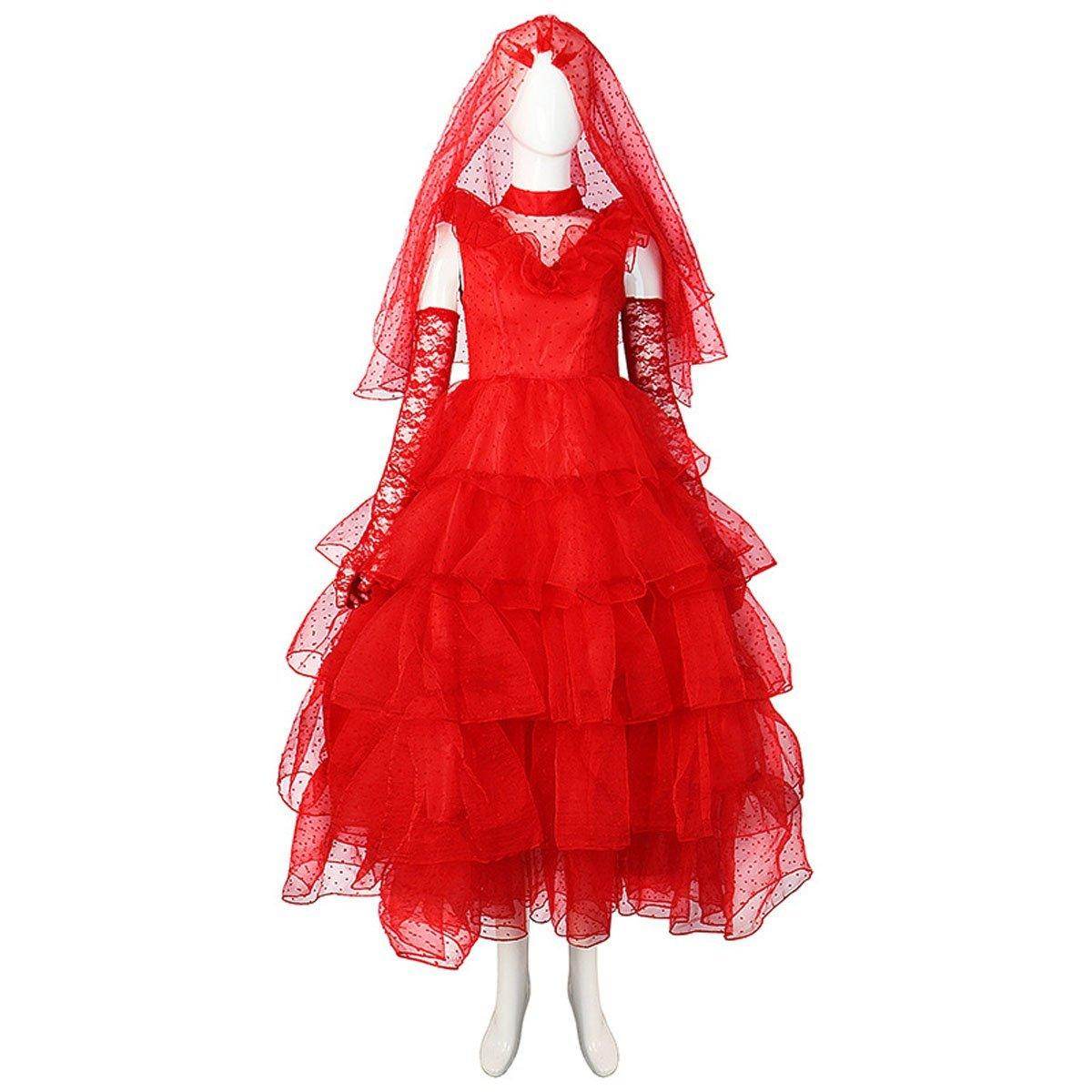 Beetlejuice Lydia Deetz Red wedding Dress Halloween Cosplay Costume For Women - zzcosplay