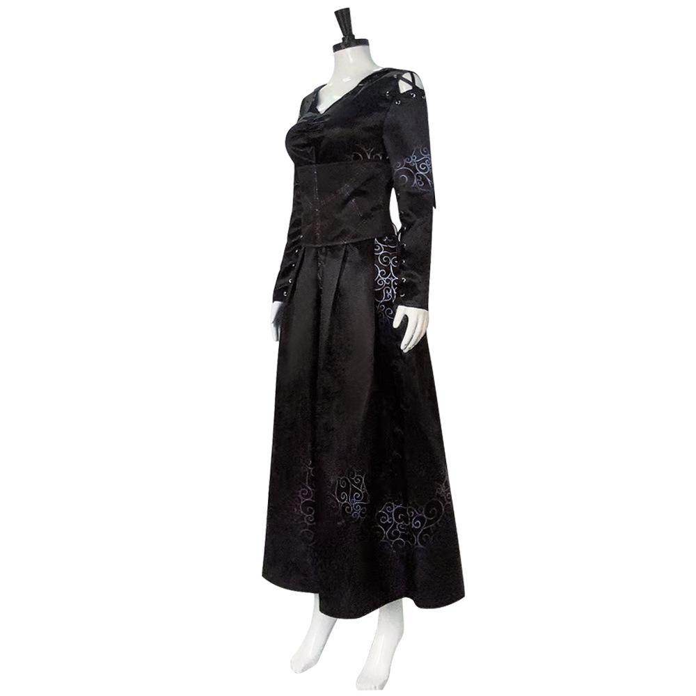 Bellatrix Lestrange Satin Dress Halloween Cosplay Costume - zzcosplay