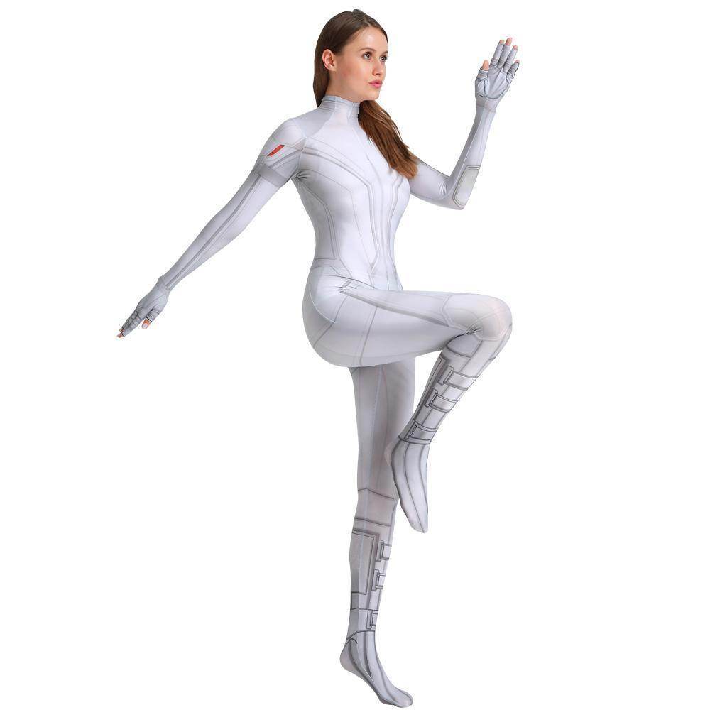 Black Widow White Cosplay Costume Zentai Bodysuit for Halloween Party - zzcosplay