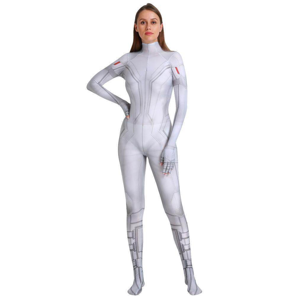 Black Widow White Cosplay Costume Zentai Bodysuit for Halloween Party - zzcosplay