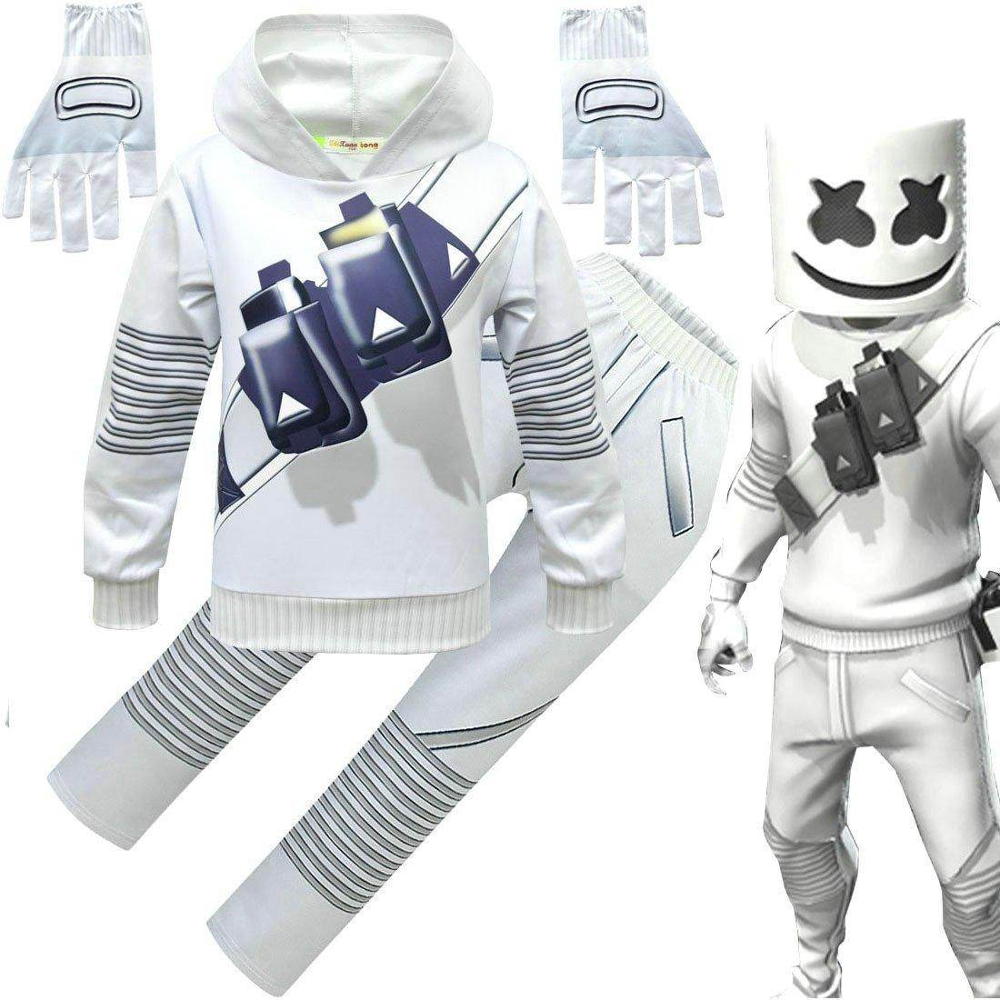 DJ Marshmello Chris Comstock Costume Top Pants Sets for Kids - zzcosplay