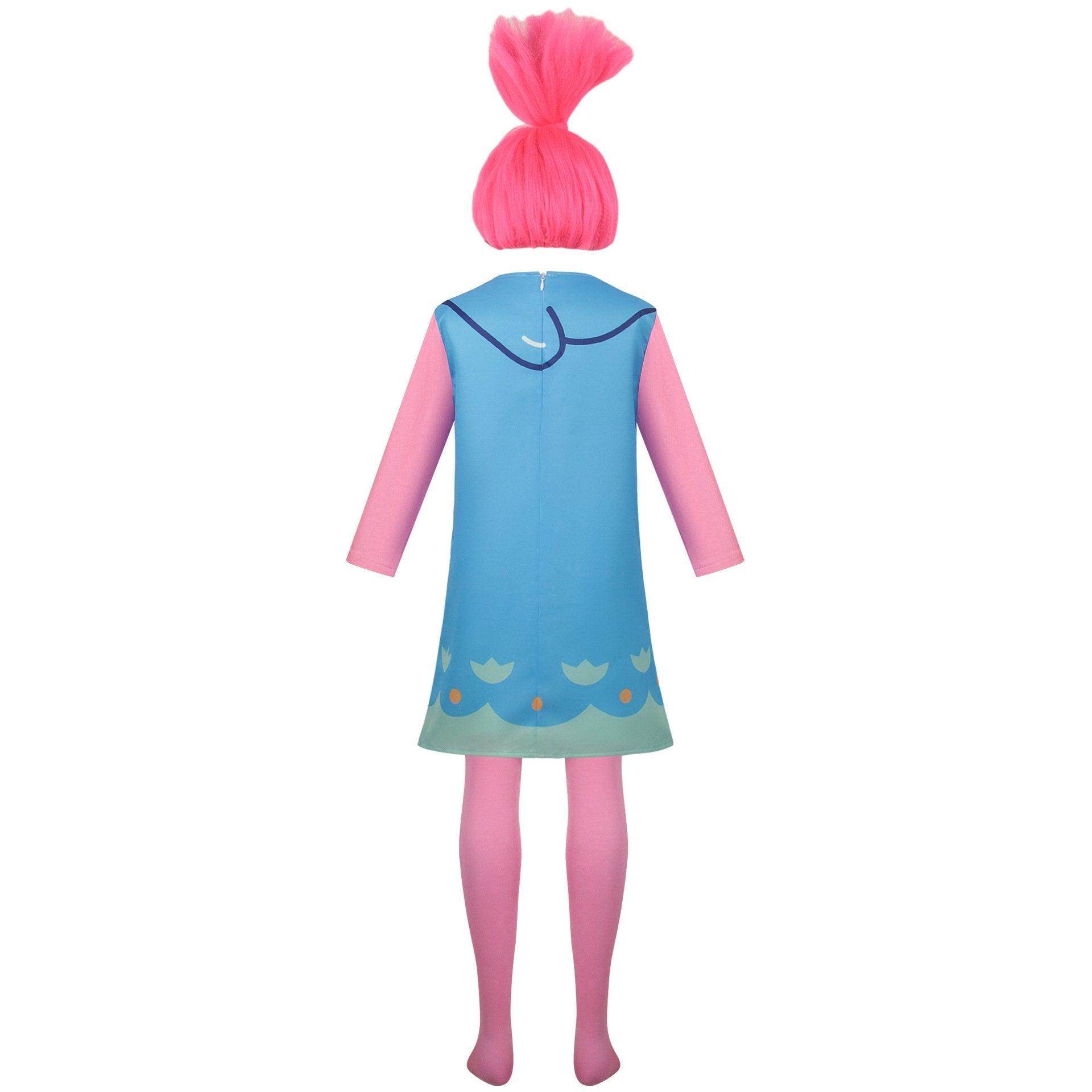 Girl Poppy Dress And Boy Branch Costume Wig Trolls 2 World Tour Cosplay For Kids Adult - zzcosplay