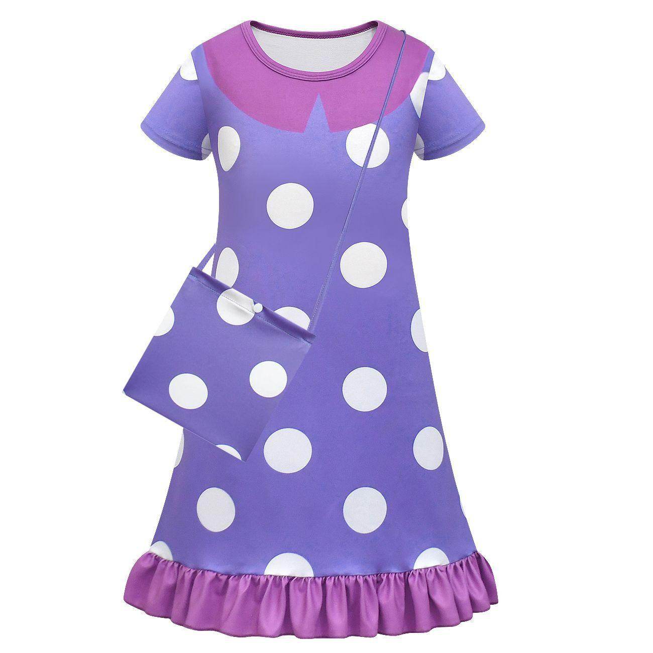 Inside Out Cosplay Costume Ruffle Nightgown for Girls Kids' Homewear Dress with Bag - zzcosplay