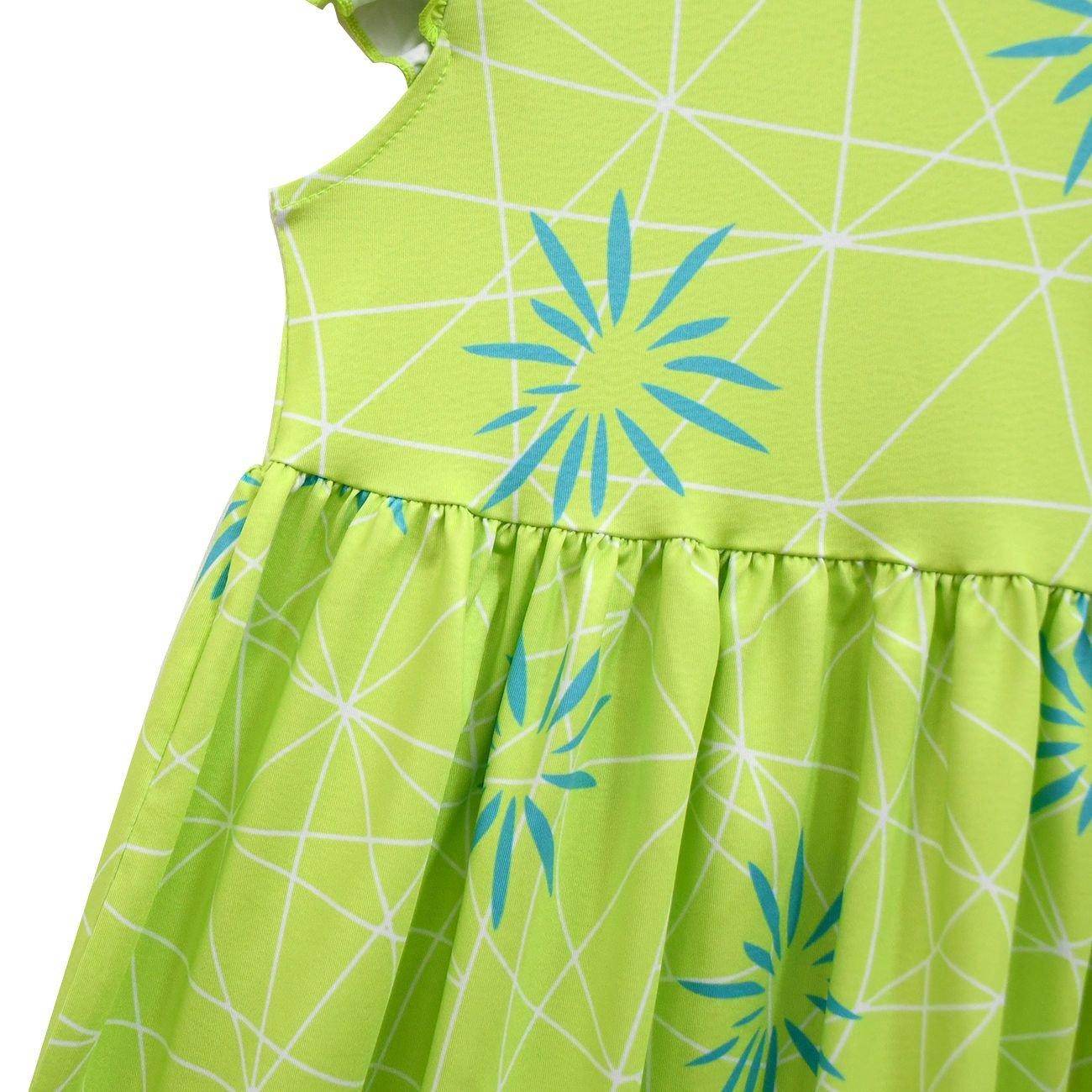 Inside Out Joy Cosplay Costume Dress for Girls Flutter Sleeve A Line Dress with Bag - zzcosplay