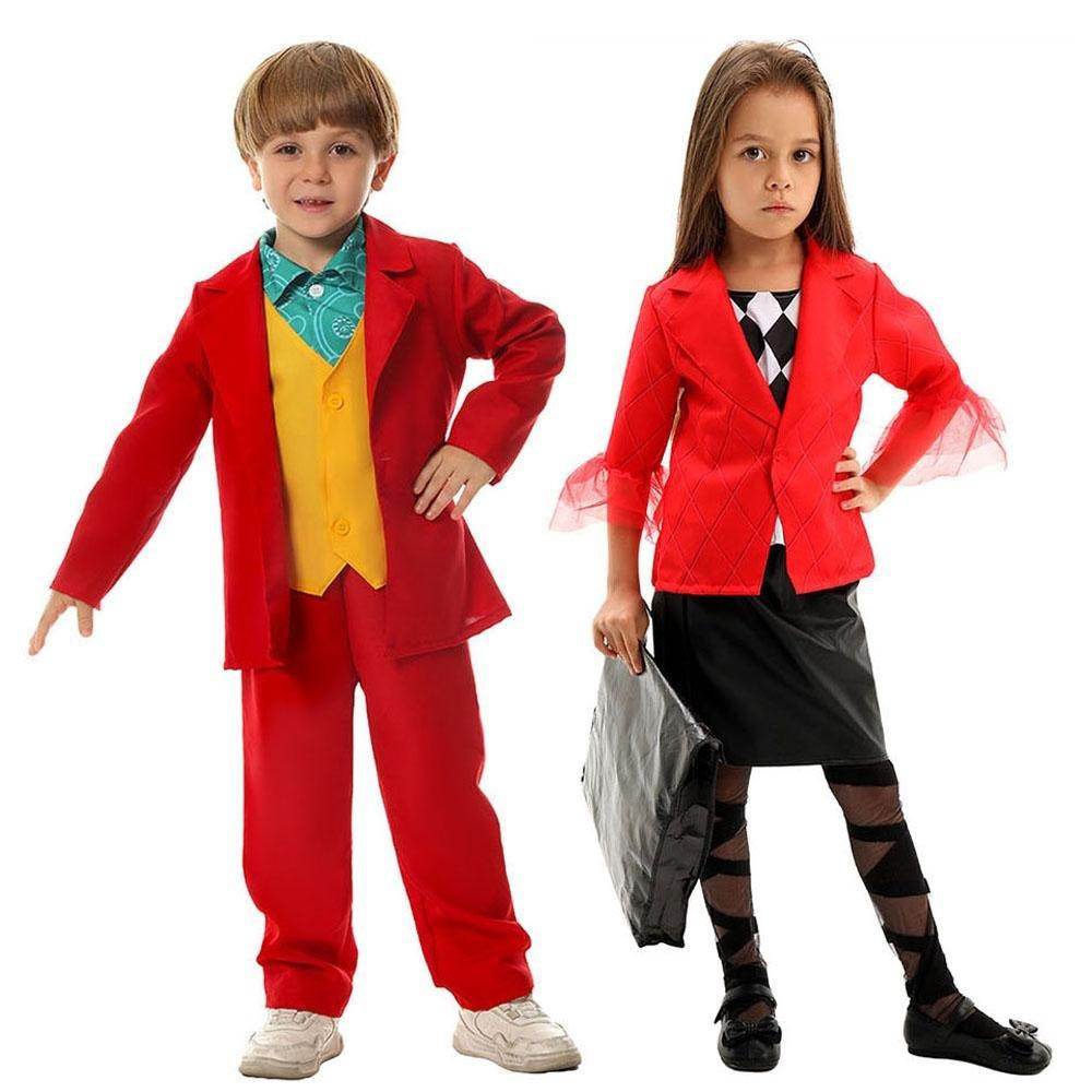 Kids Joker 2 Costume Double Delusion Role Playing Harley Quinn Cosplay Halloween - zzcosplay