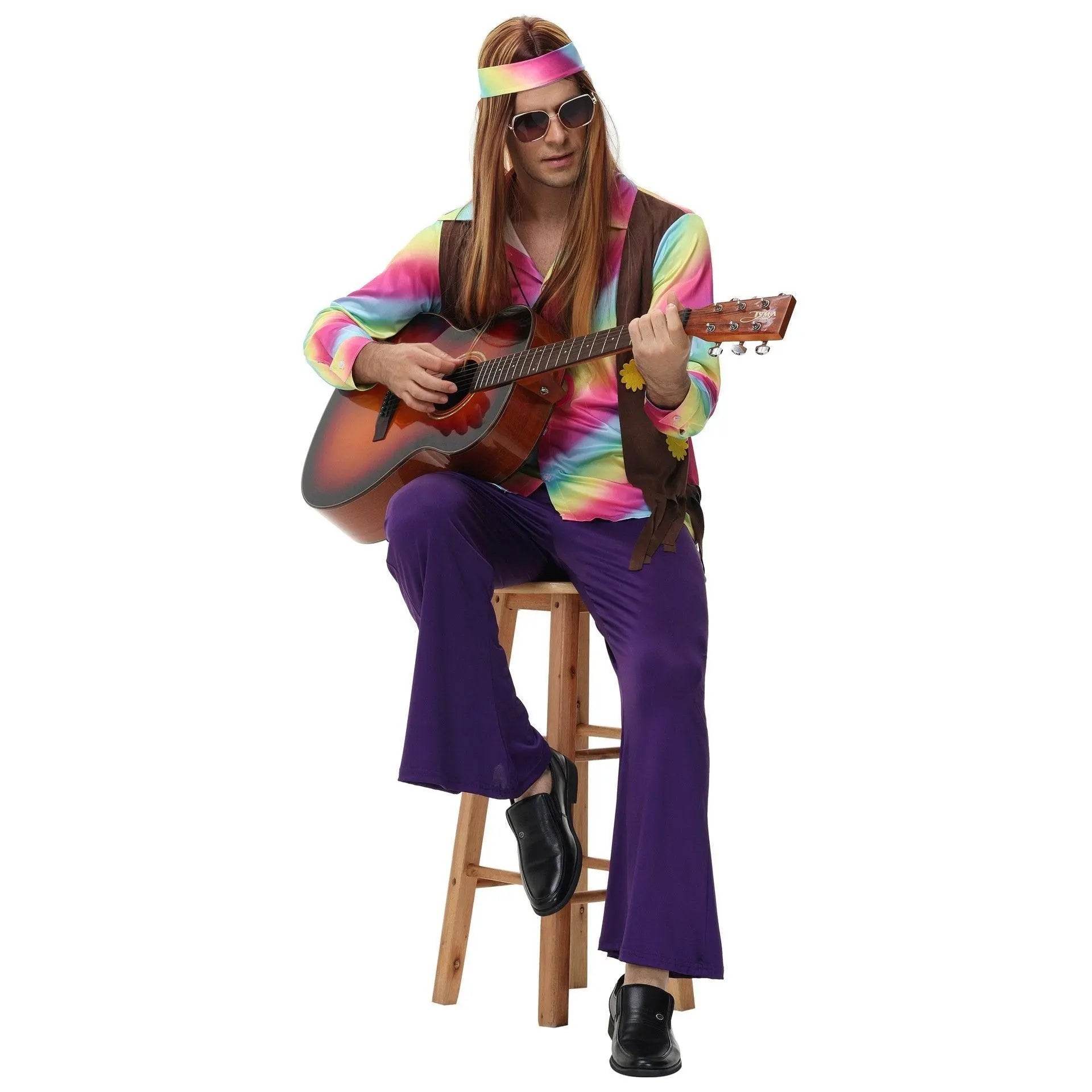 men's 70s disco hippie costume music festival rock dance party - zzcosplay