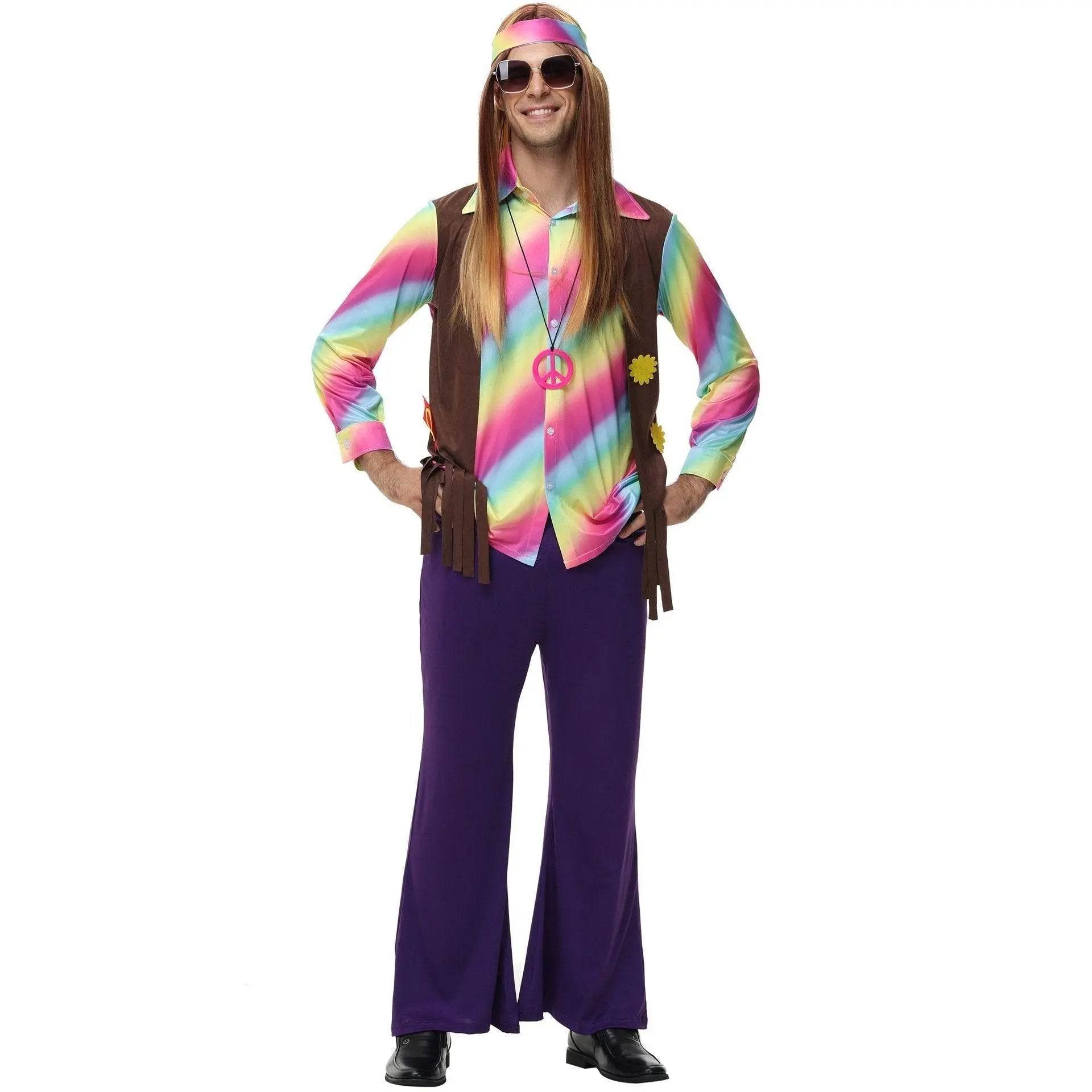 men's 70s disco hippie costume music festival rock dance party - zzcosplay