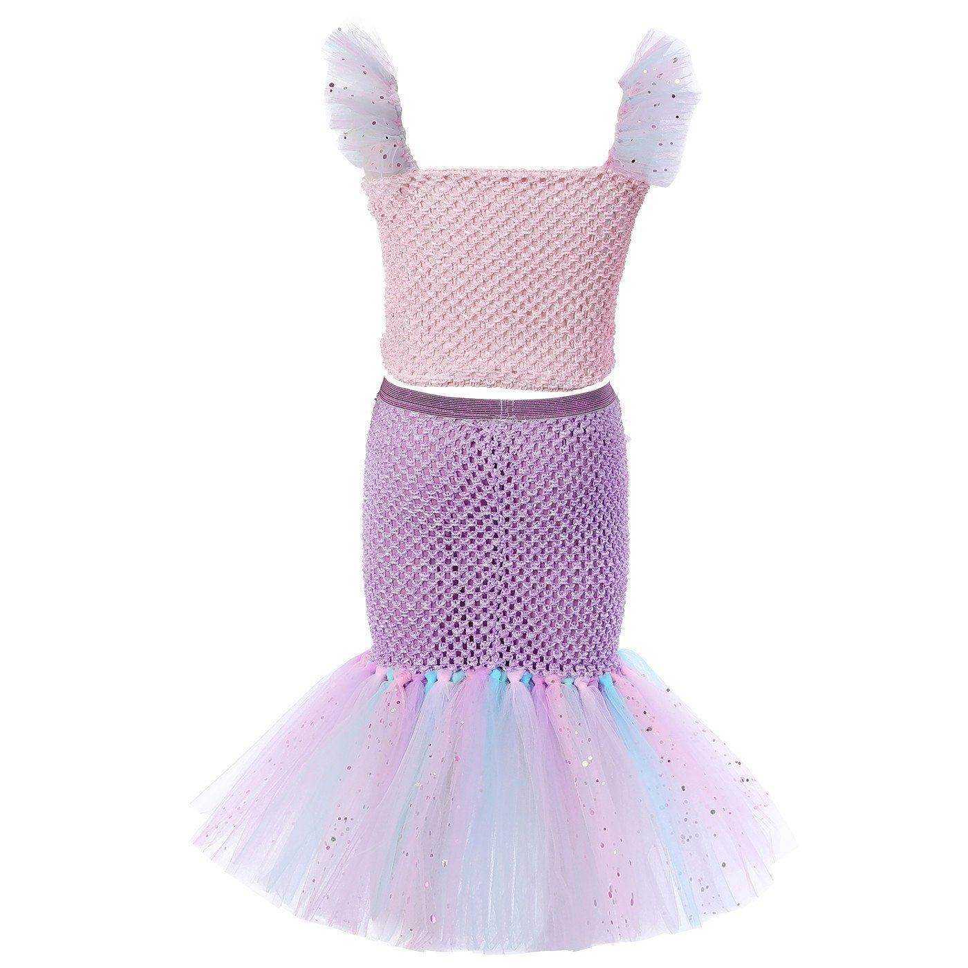 Mermaid Princess Costume Kids Girls Cosplay Party Tutu Dress Halloween Outfit - zzcosplay
