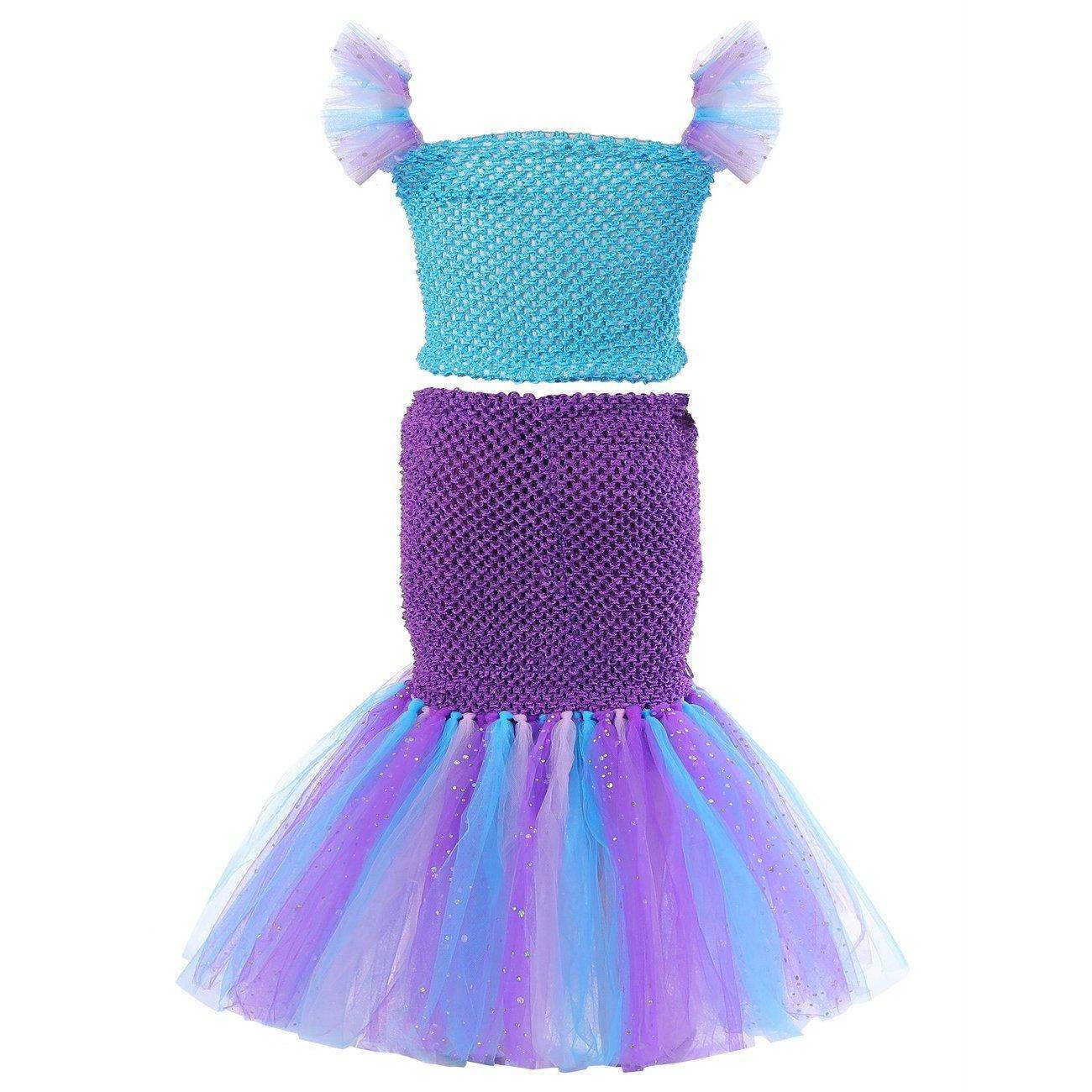 Mermaid Princess Costume Kids Girls Cosplay Party Tutu Dress Halloween Outfit - zzcosplay