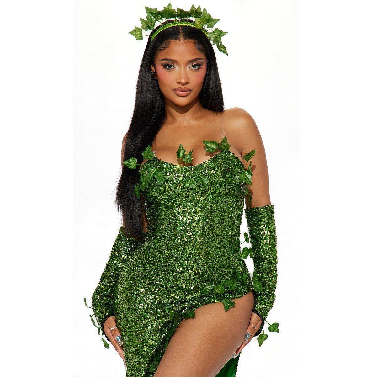 poison ivy costume women dress Halloween - zzcosplay