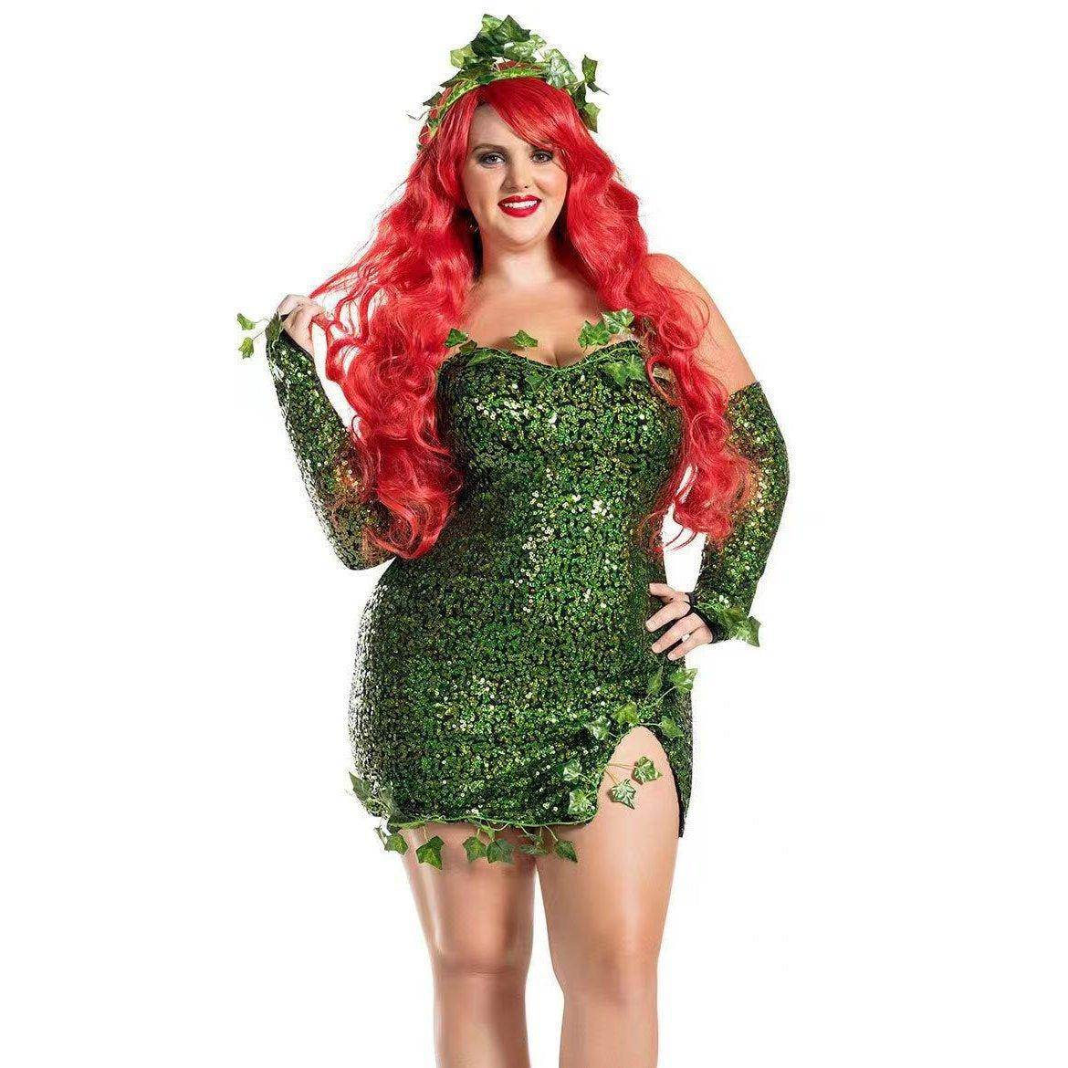 poison ivy costume women dress Halloween - zzcosplay