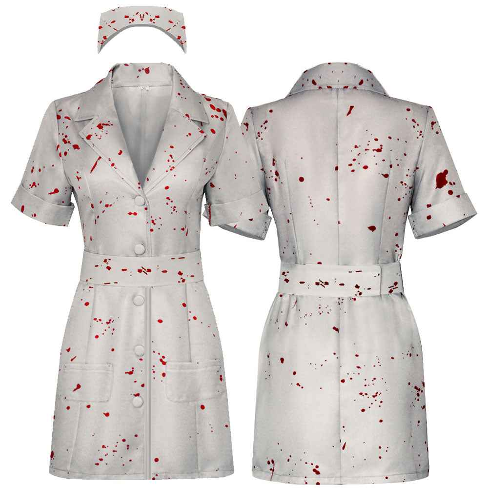 Silent Hill Nurse Cosplay Costume with Blood Splatter