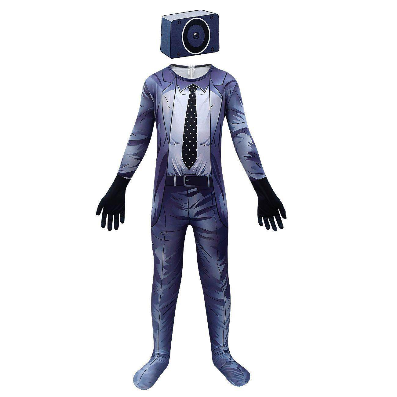 Skibidi Toilet Outfits Jumpsuit Mask Titan Tv man Cosplay Costume For Kids - zzcosplay