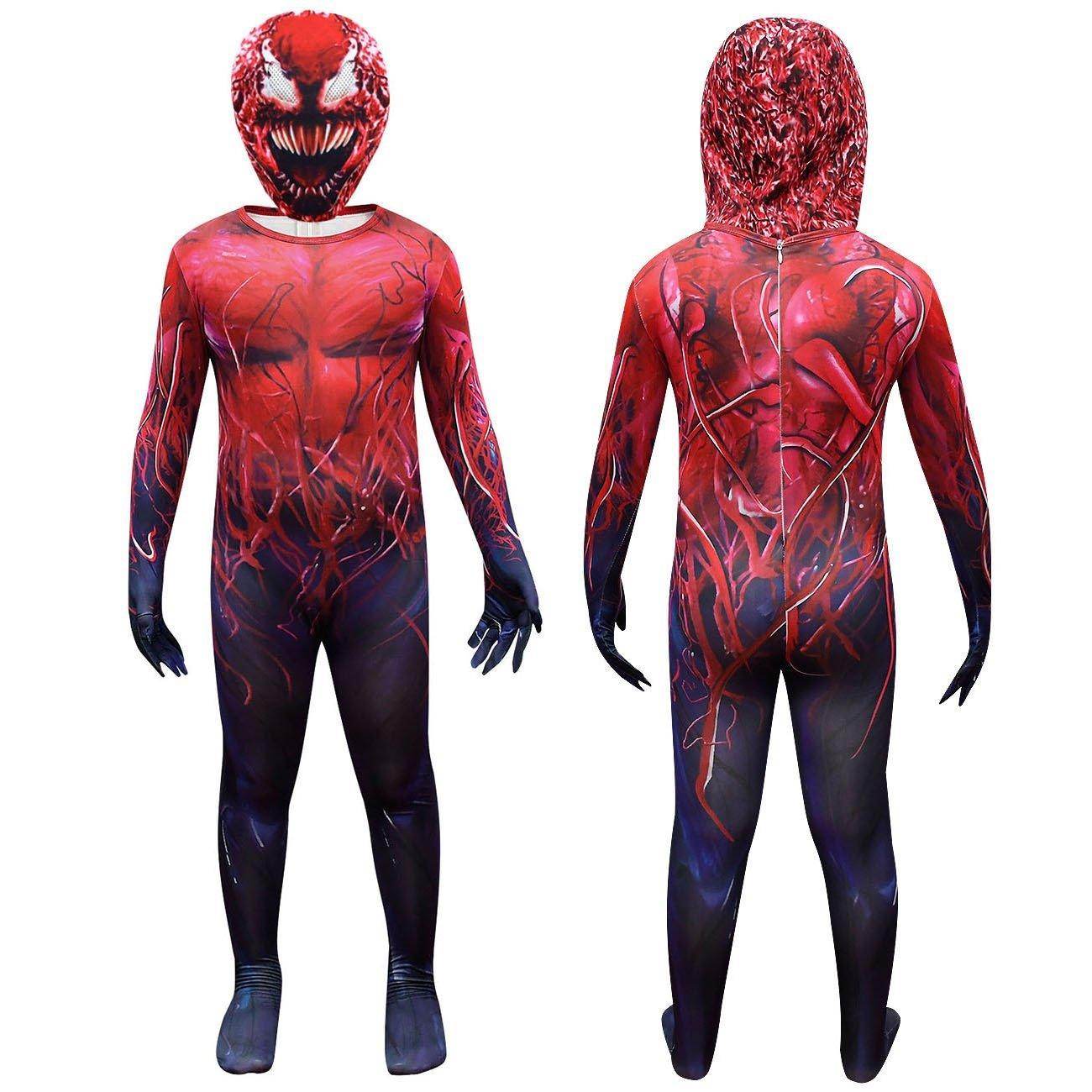 Spider-Man CARNAGE RED VENOM Costume For Kids Deluxe Zentai Cosplay Jumpsuits With Head Mask Halloween - zzcosplay