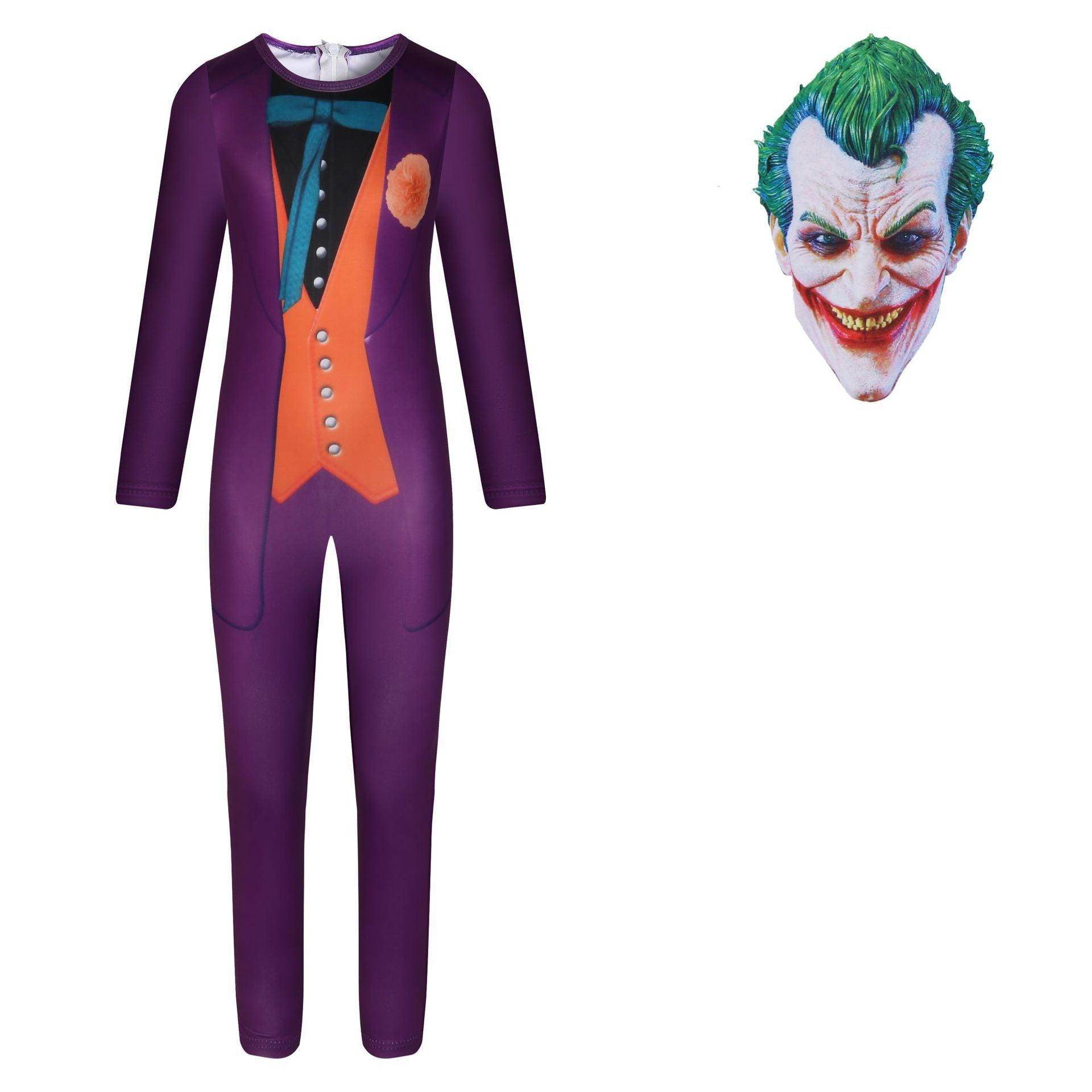 The Dark Knight Joker Cosplay Costume Halloween Jumpsuit Kids Bodysuit - zzcosplay