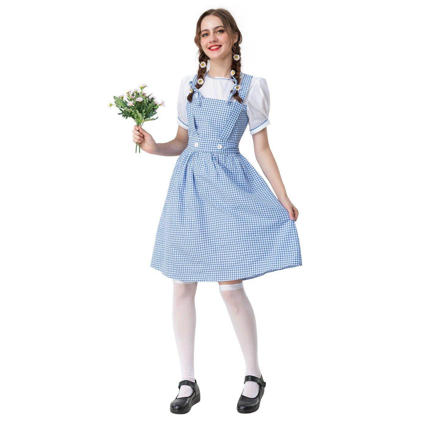 Wizard of Oz Dorothy Costume Dress Maid Alice for Girls Women - zzcosplay