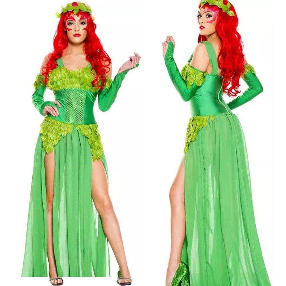 Women's Deuxe Poison lvy Costume long dress Halloween - zzcosplay